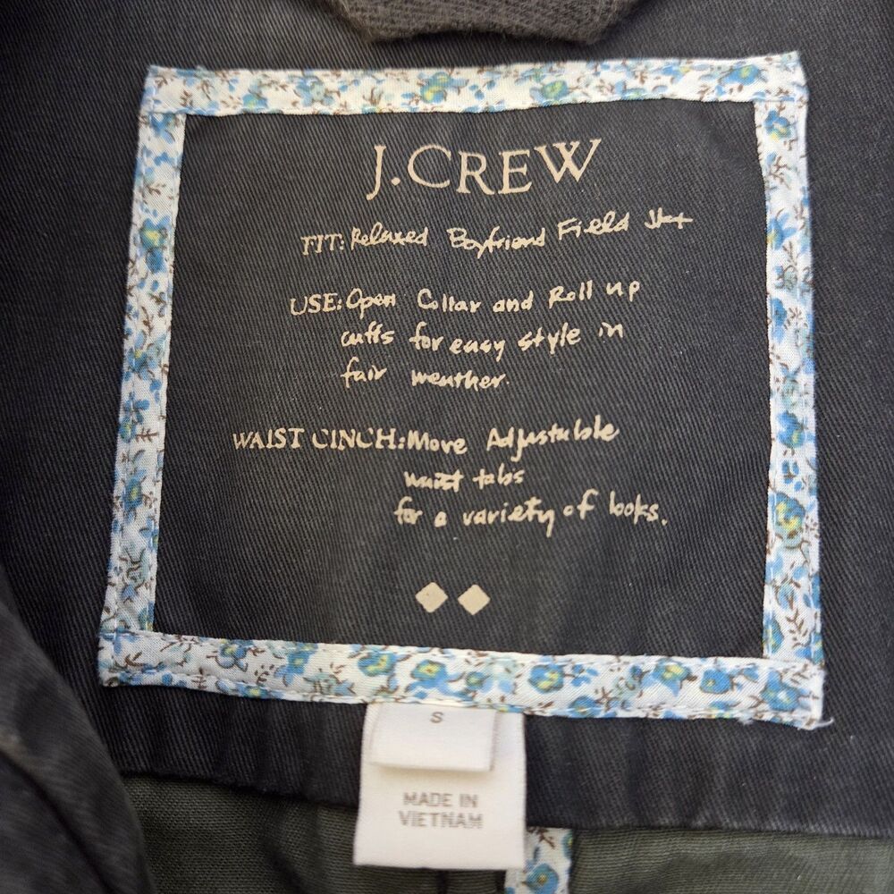 J. Crew Relaxed Boyfriend Field Jacket Lt Resin Coated Womens S Moss 27584 - Picture 7 of 10